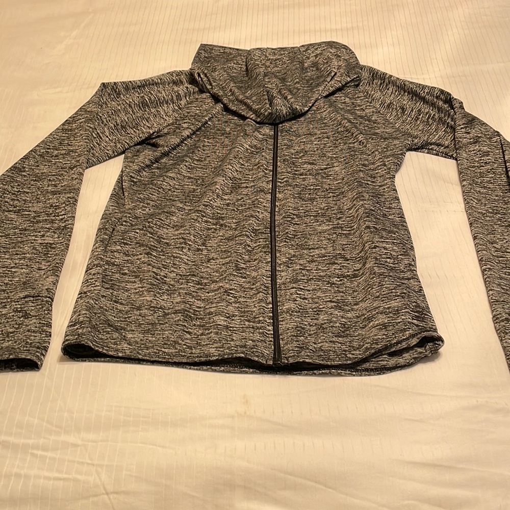 Generic heathered grey zip up with thumb holes